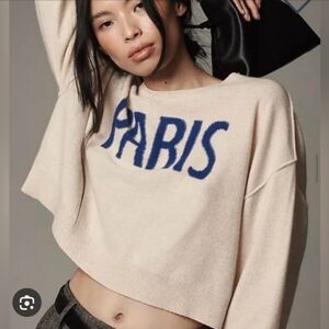 NEW Anthropologie Pilcro Alani Cashmere Sweater Small Paris Cropped Crewneck